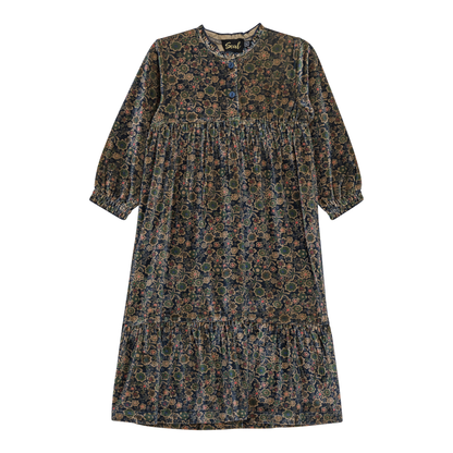 Ribbed Velvet Floral Robe Blue