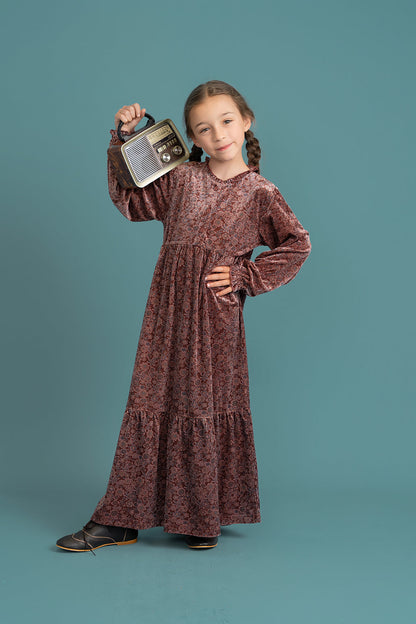 Ribbed Velvet Floral Robe