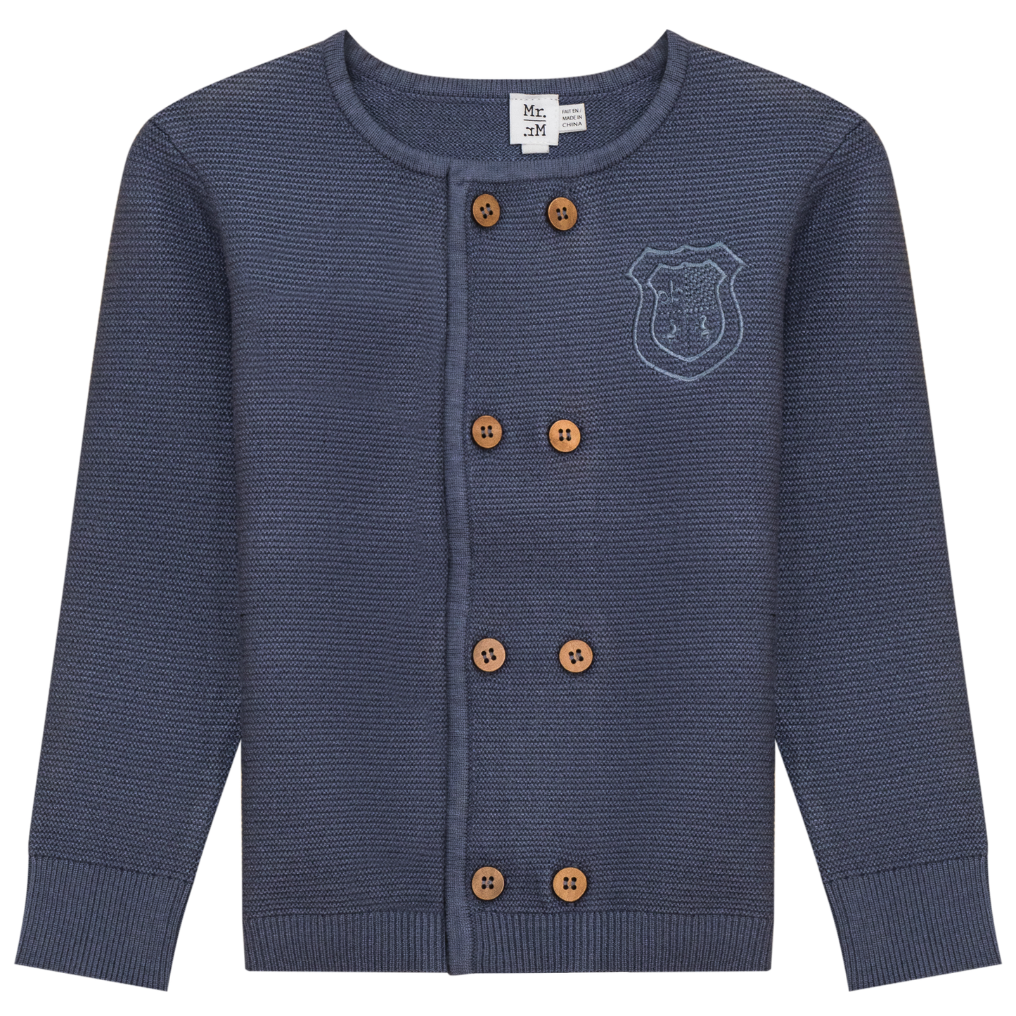 Double Breasted Knit Cardigan Dark Blue Grey