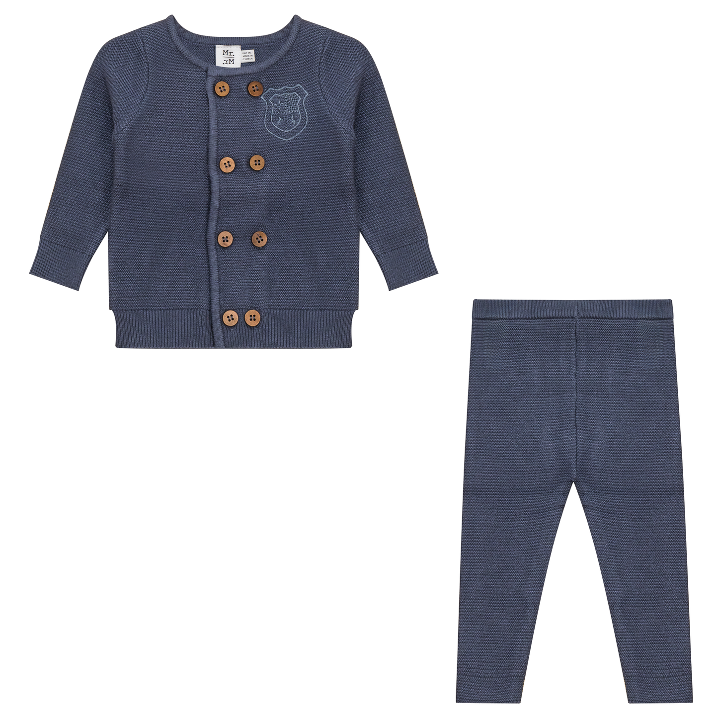Crest Knitted 2Pc Set Dark Blue Grey