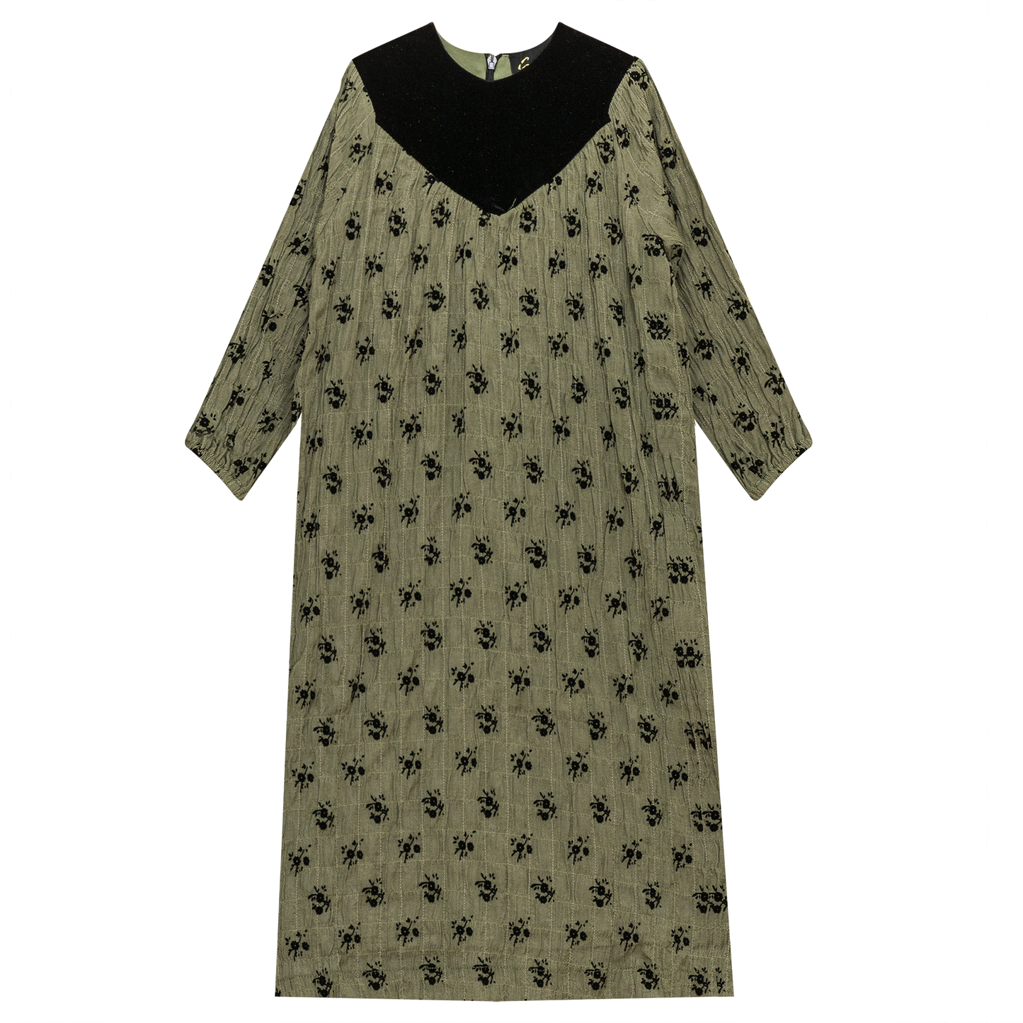 Woven Crinkle Flocked Robe Green