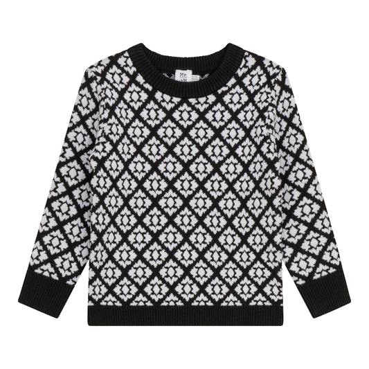 Jacquard Knit Sweater Black