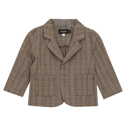 Woven Plaid Blazer Beige