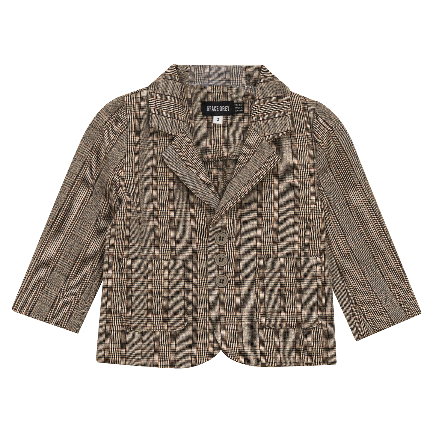 Woven Plaid Blazer Beige