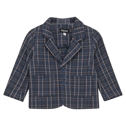 Woven Plaid Blazer Blue