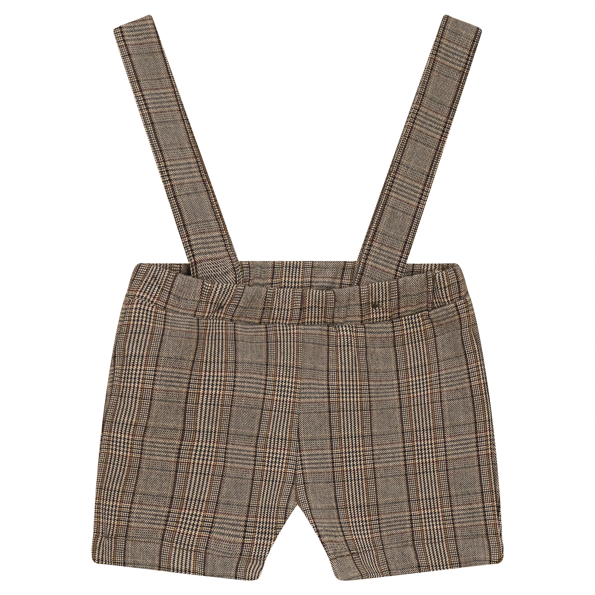 Woven Plaid Overall Beige