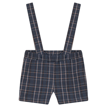Woven Plaid Overall Blue
