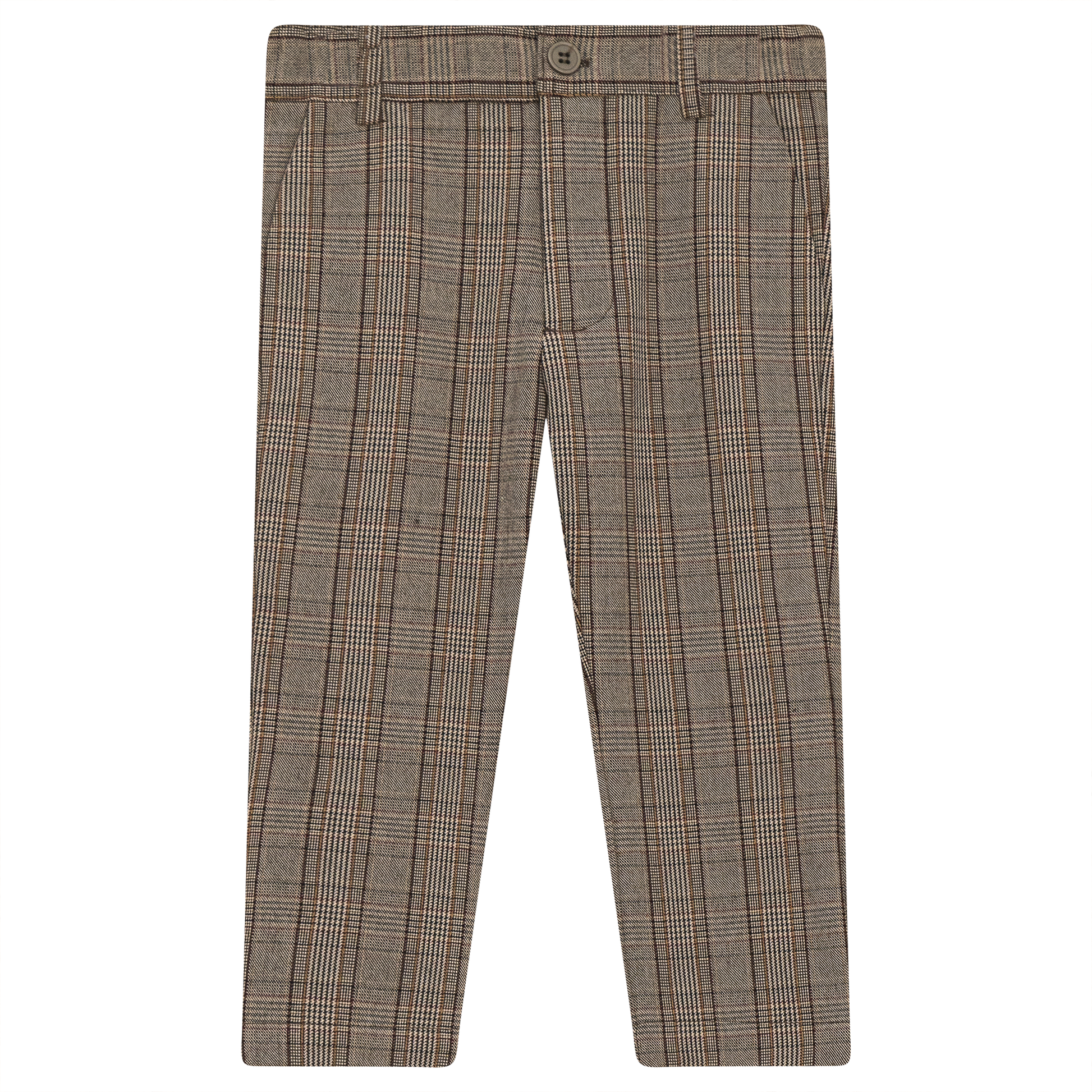 Woven Plaid Long Pants Beige