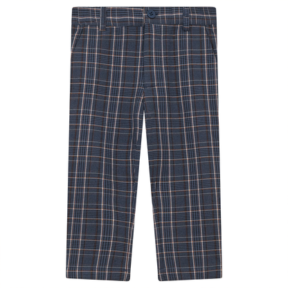 Woven Plaid Long Pants Blue