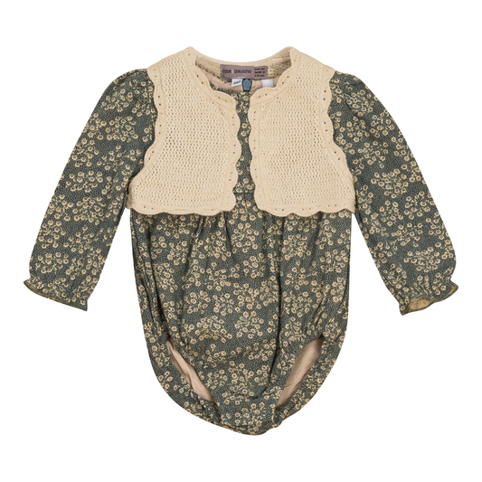 Floral Velvet Bubble with Crop Vest Blue