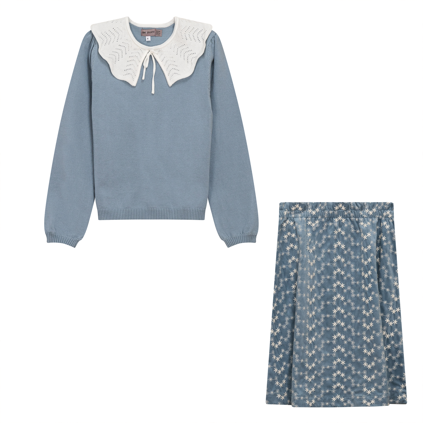 Embroidered Velvet 2Pc Set Blue