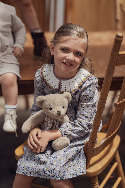 Floral Dress with Crochet Collar