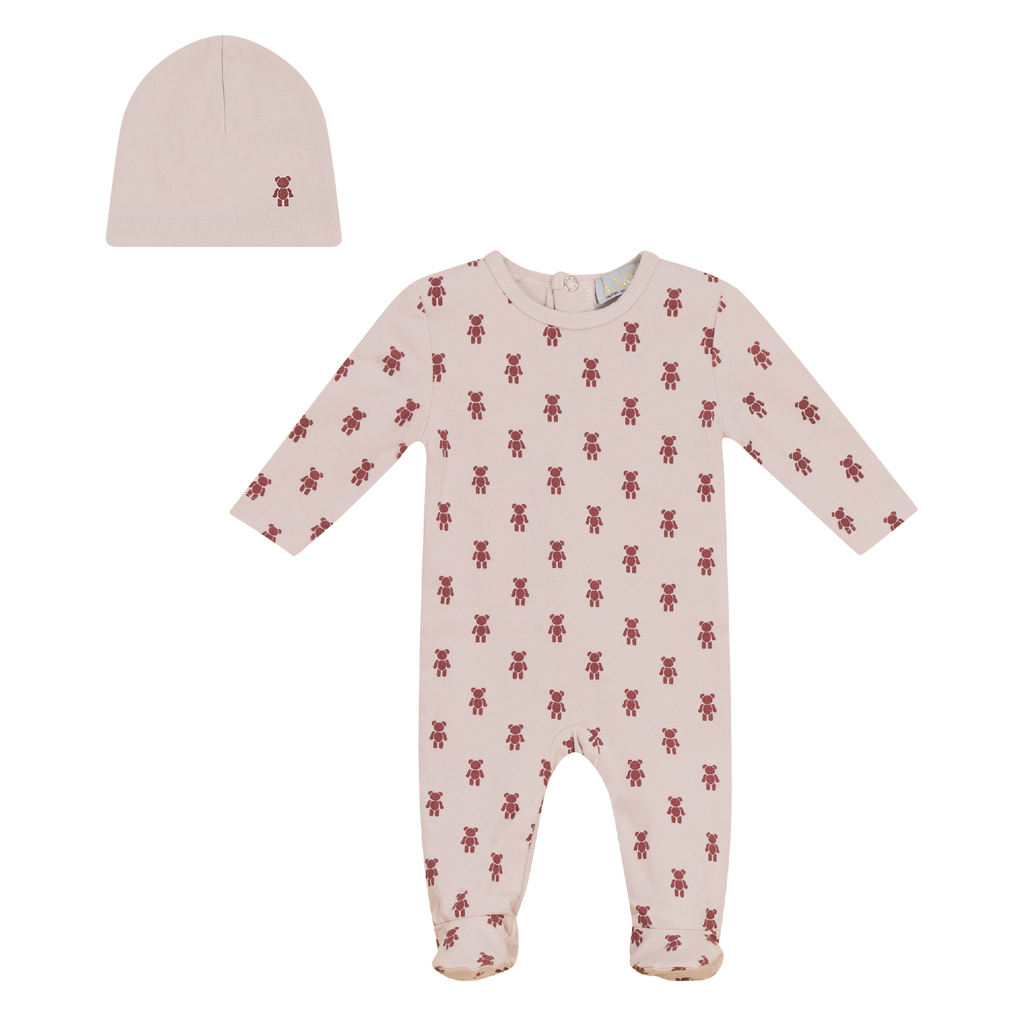 Bear Print Onesie with Hat Primrose
