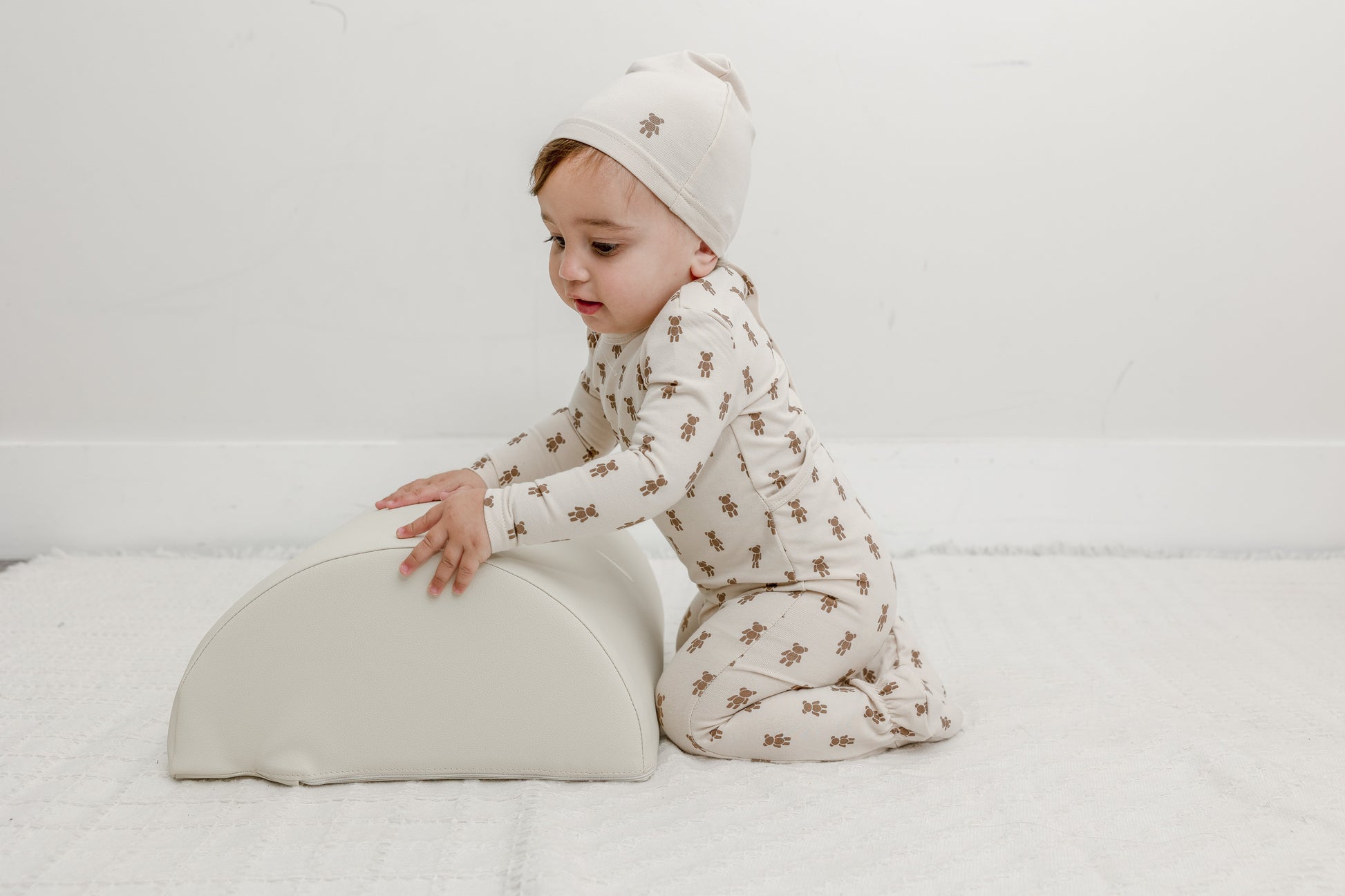 Bear Print Onesie with Hat