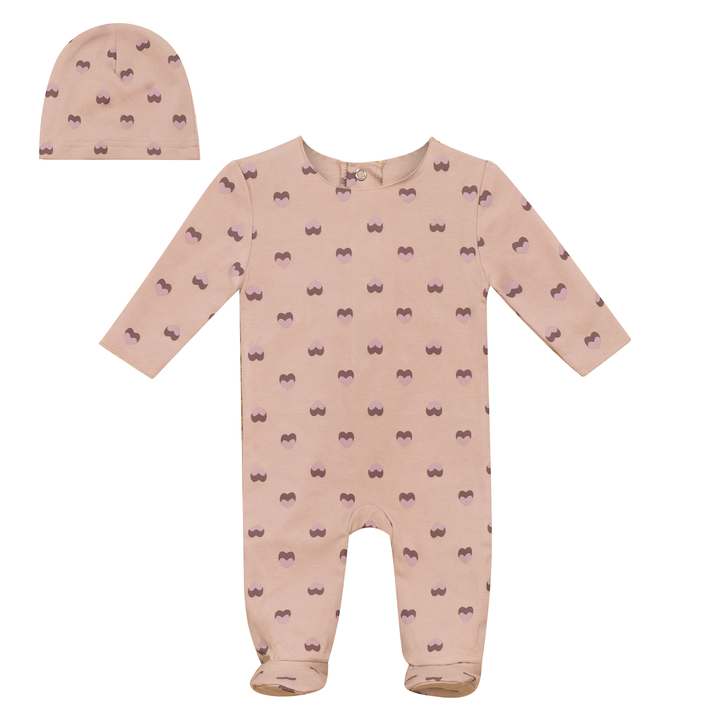 Heart and Paper Plane Print Onesie and Hat Pink