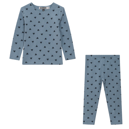 Heart and Paper Plane Print 2Pc Set Blue