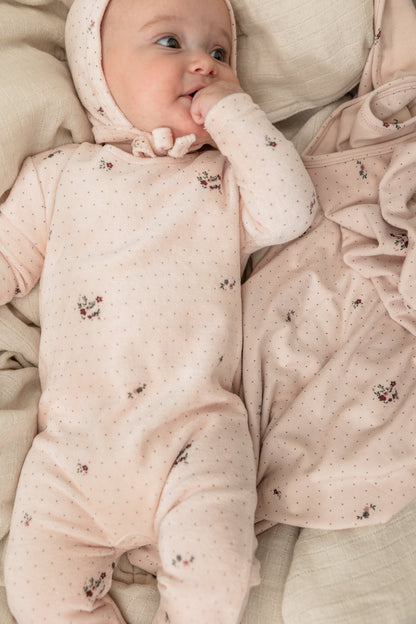 Flower and Mushroom Print Onesie and Bonnet
