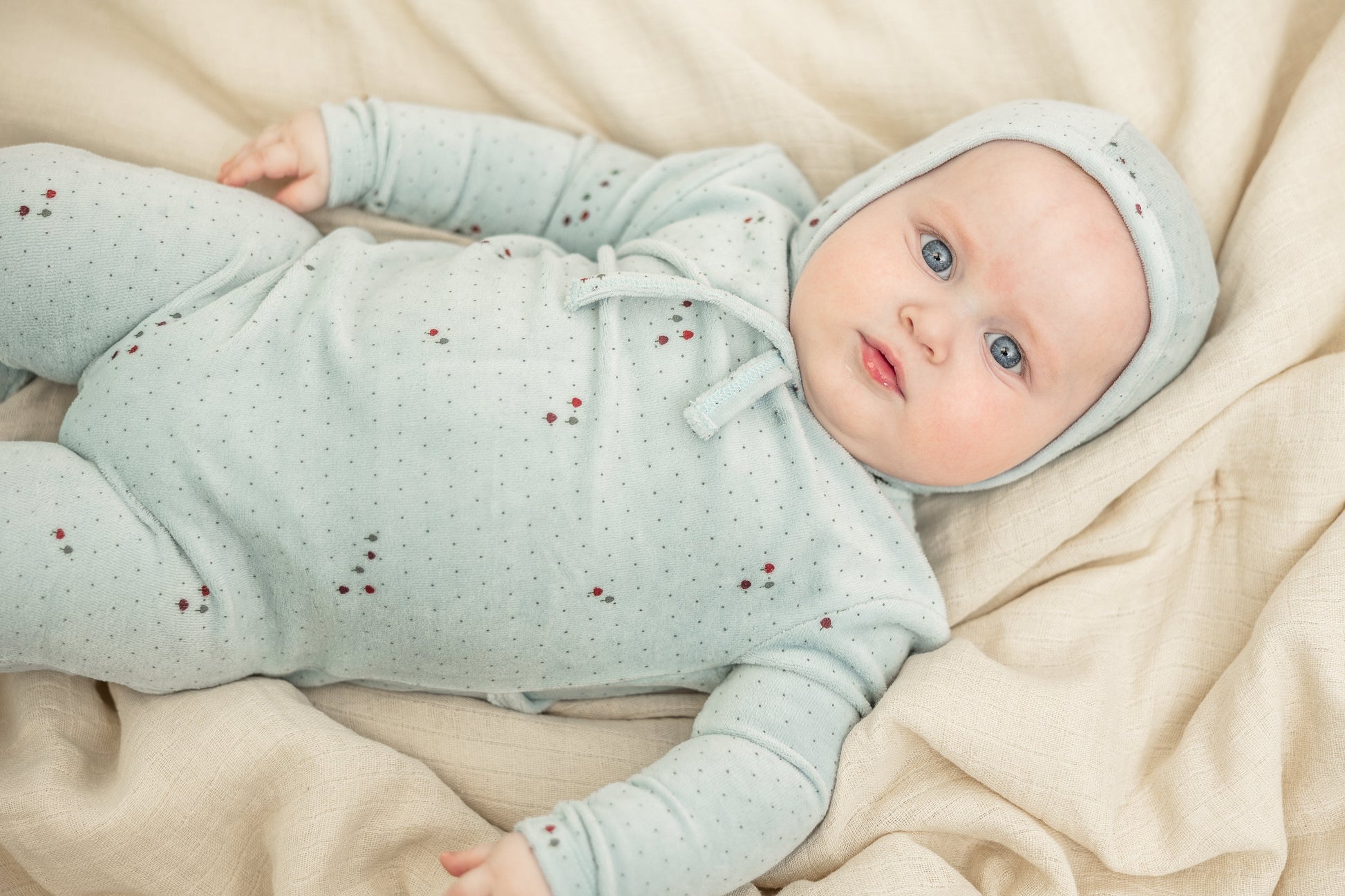 Flower and Mushroom Print Onesie and Bonnet