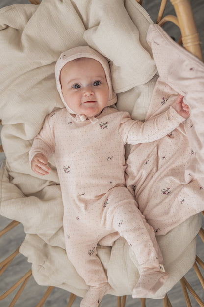 Flower and Mushroom Print Onesie and Bonnet