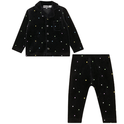 Dot Print Grandpa Style 2Pc Set Black