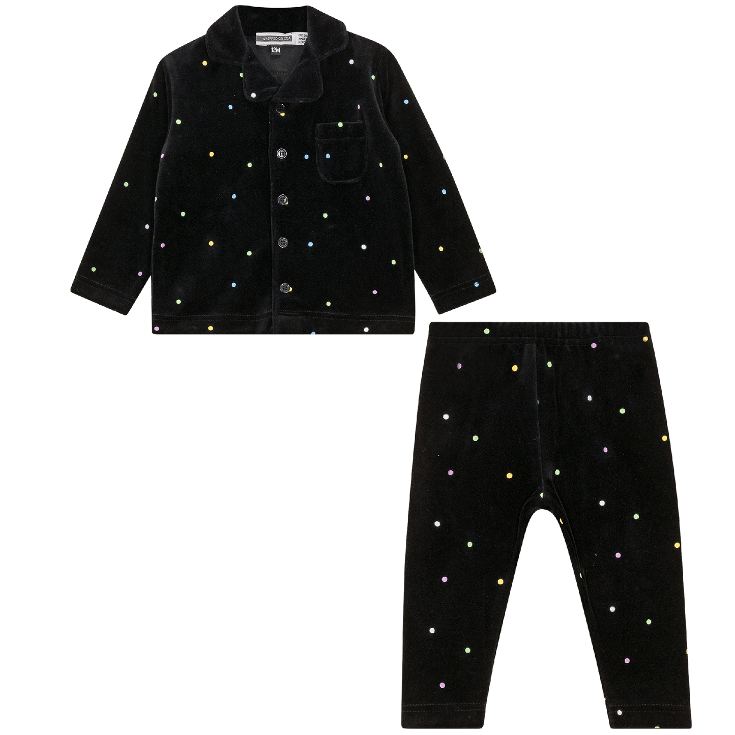 Dot Print Grandpa Style 2Pc Set Black