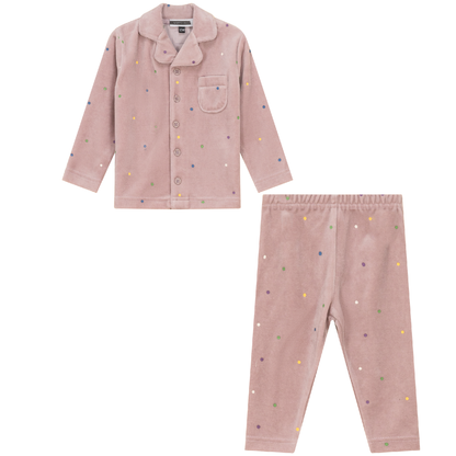 Dot Print Grandpa Style 2Pc Set Mauve