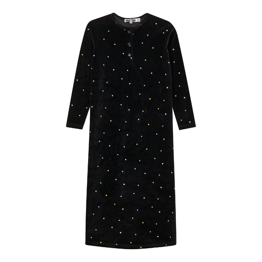 Dot Print Velour Dress