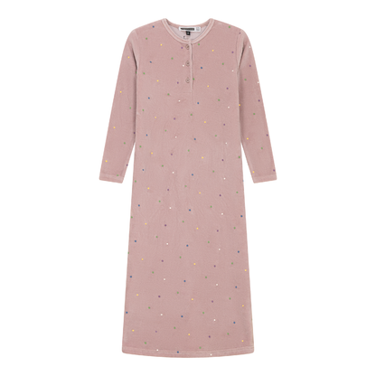 Dot Print Velour Dress Mauve