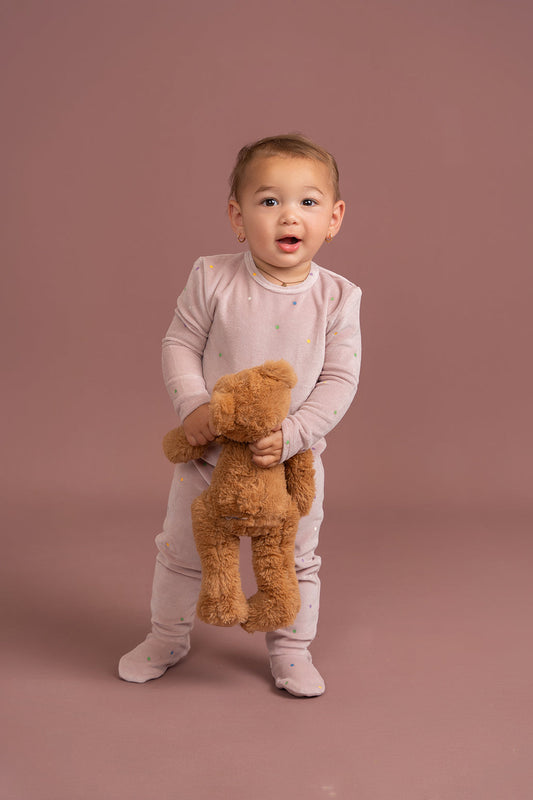 Dot Print Velour Onesie