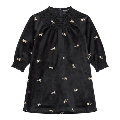 Embroidered Velour Dress Black