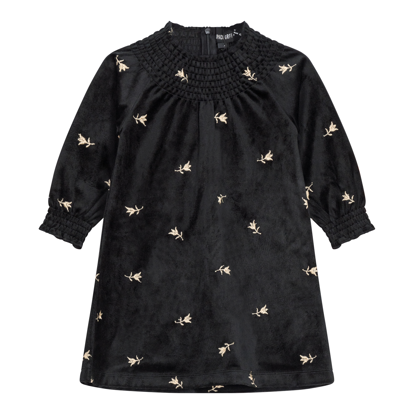 Embroidered Velour Dress Black