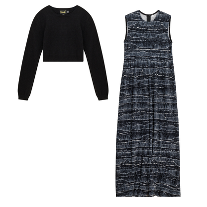 Velvet Robe With Sweater Black