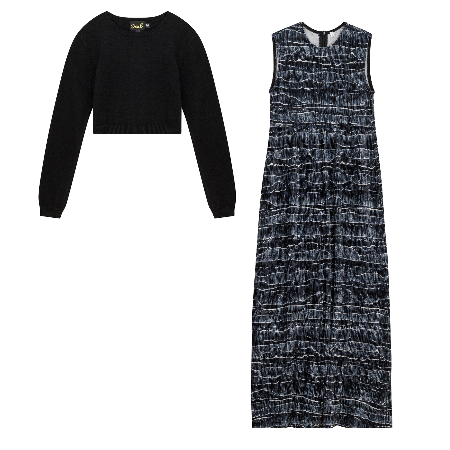 Velvet Robe With Sweater Black