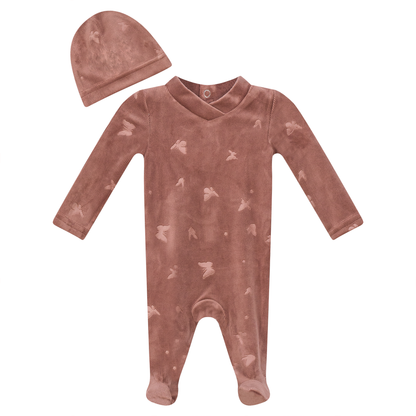 Butterfly Motif Onesie Set Pink