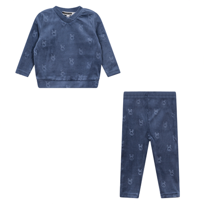 Bunny Motif 2Pc Set Blue
