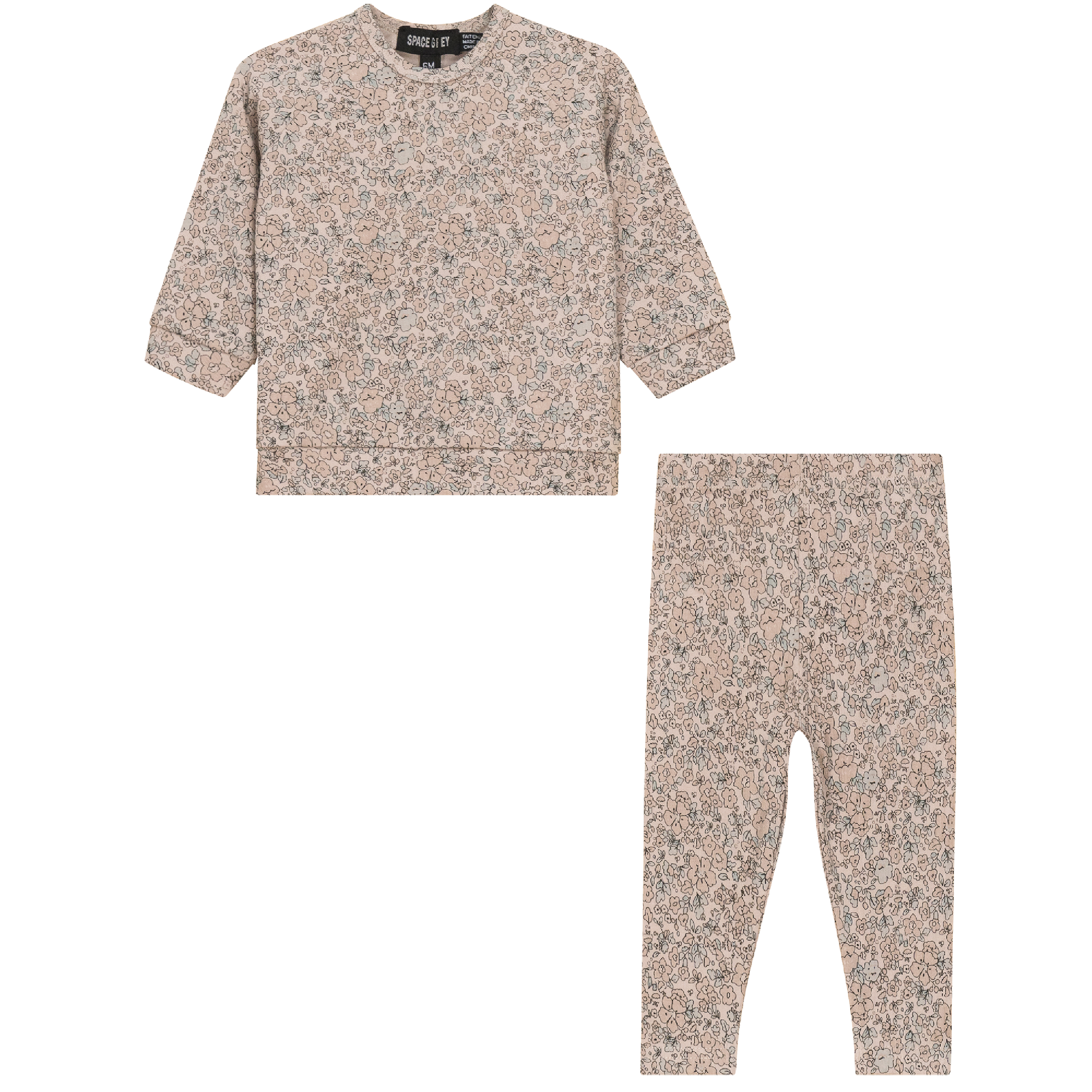 Floral Printed 2Pc Set Nude Pink