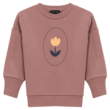 Flower and Hot Air Balloon Print Sweatshirt Twilight Mauve