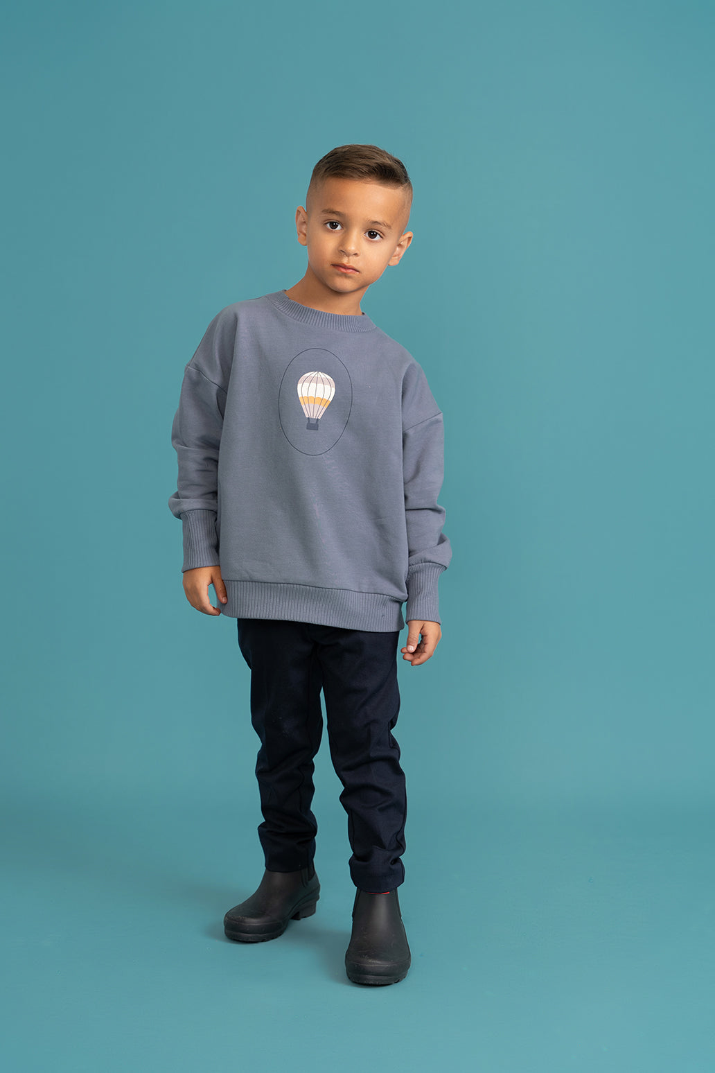 Flower and Hot Air Balloon Print Sweatshirt