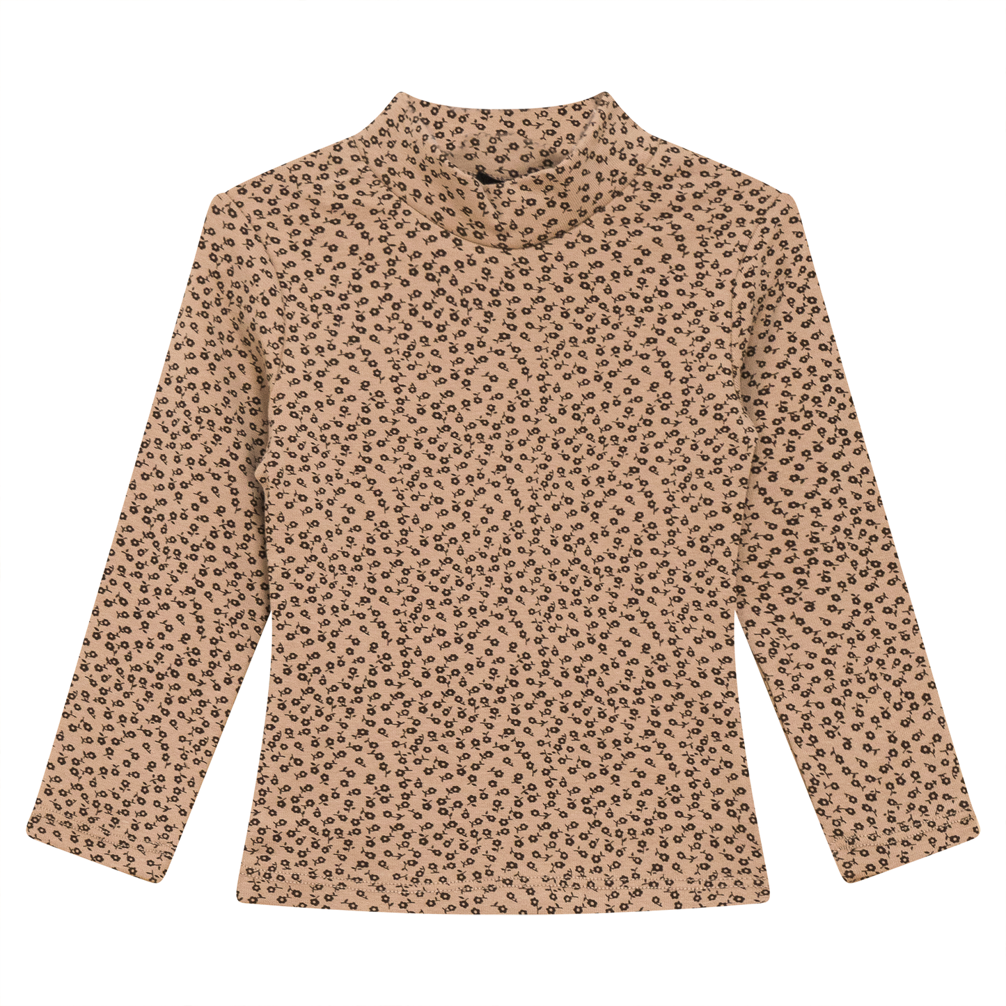 Printed Rib Mock Neck Top Beige