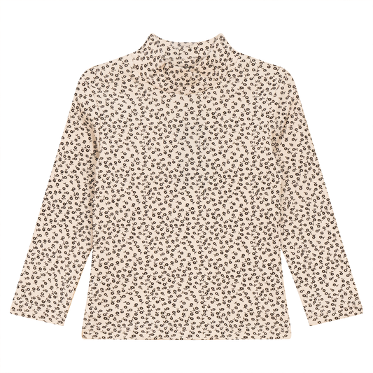Printed Rib Mock Neck Top Cream