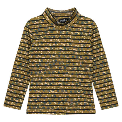 Stripped Rib Mock Neck Top Olive