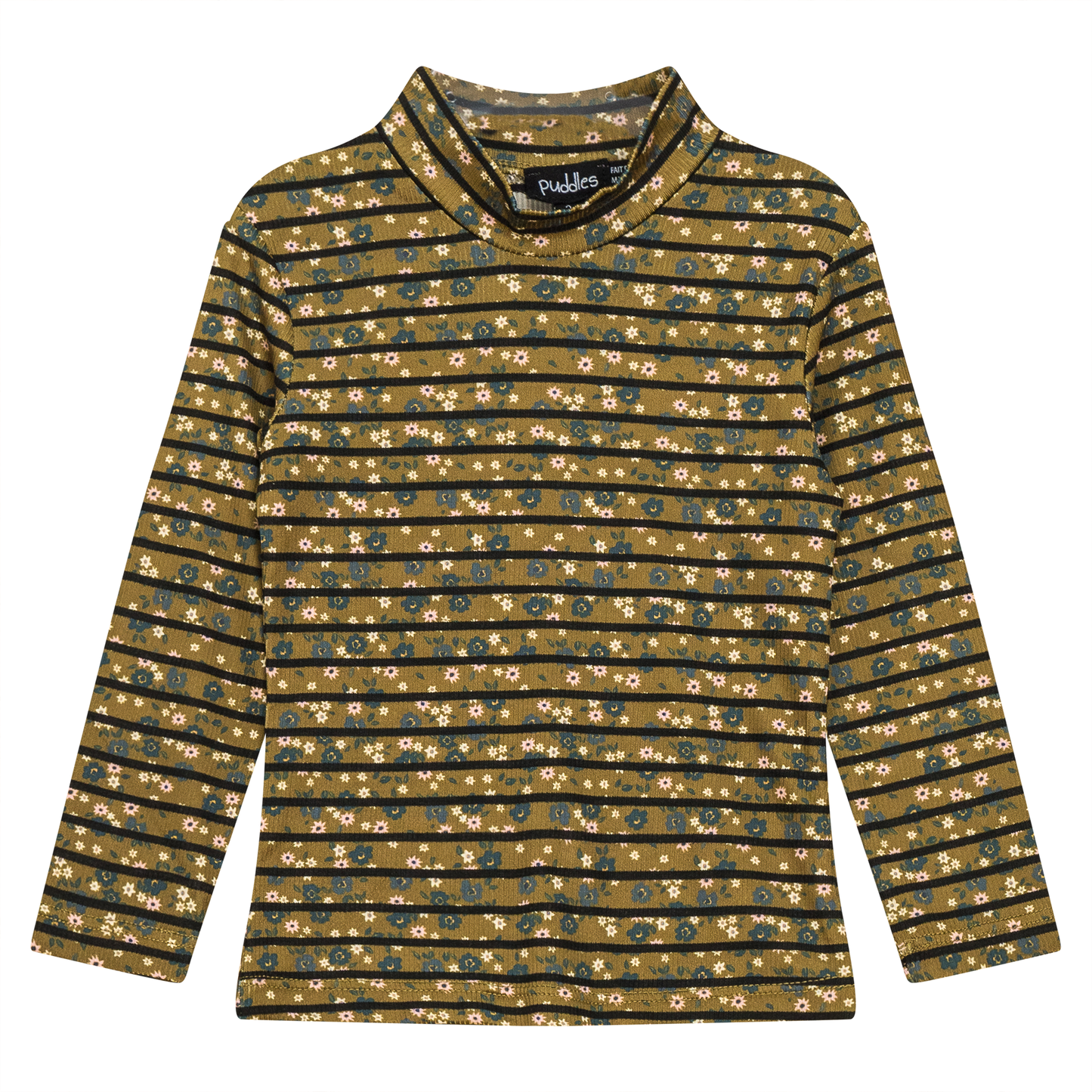 Stripped Rib Mock Neck Top Olive