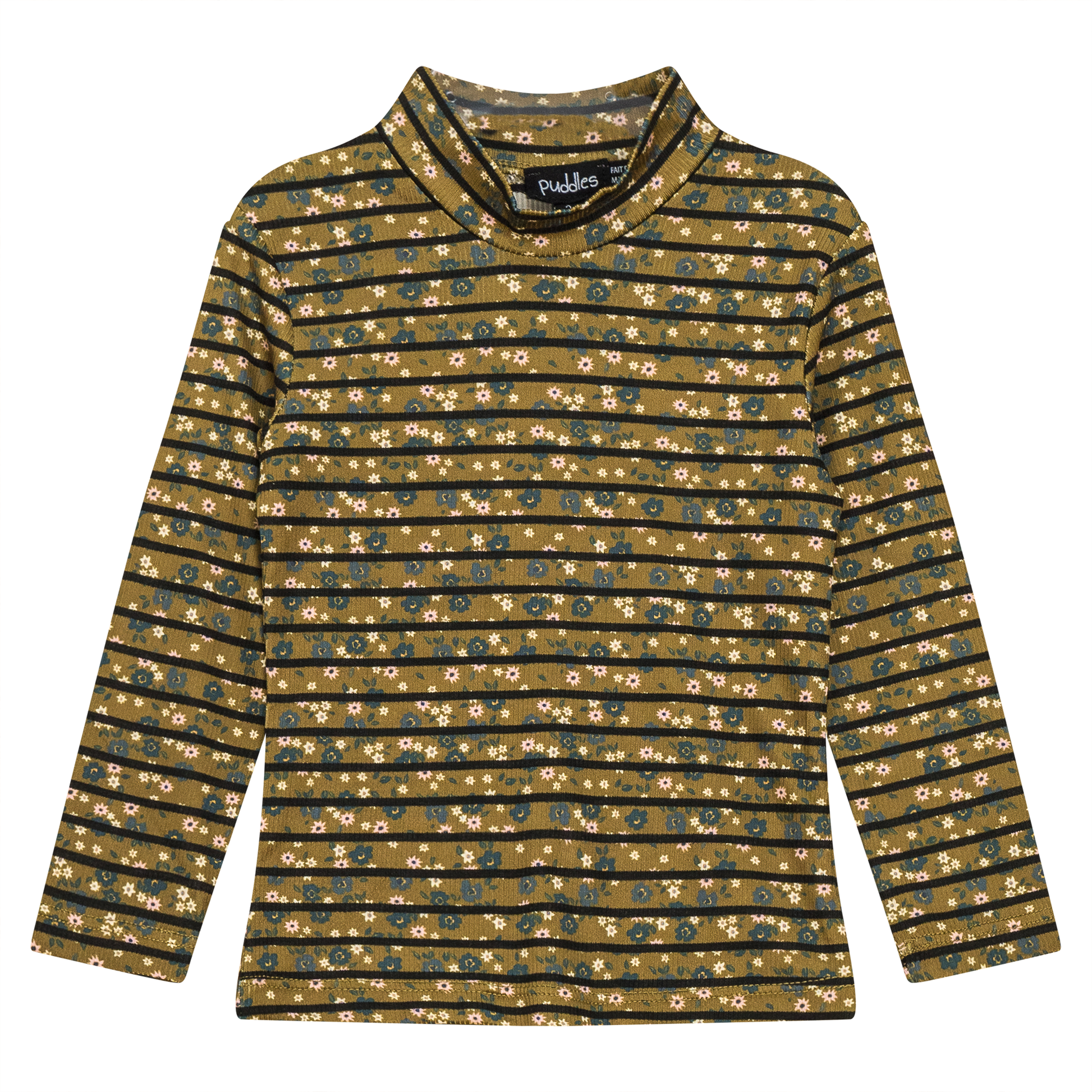 Stripped Rib Mock Neck Top Olive