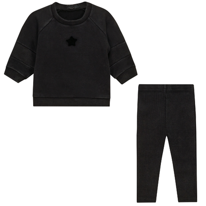 Distressed French Fleece 2Pc Set Black Wash