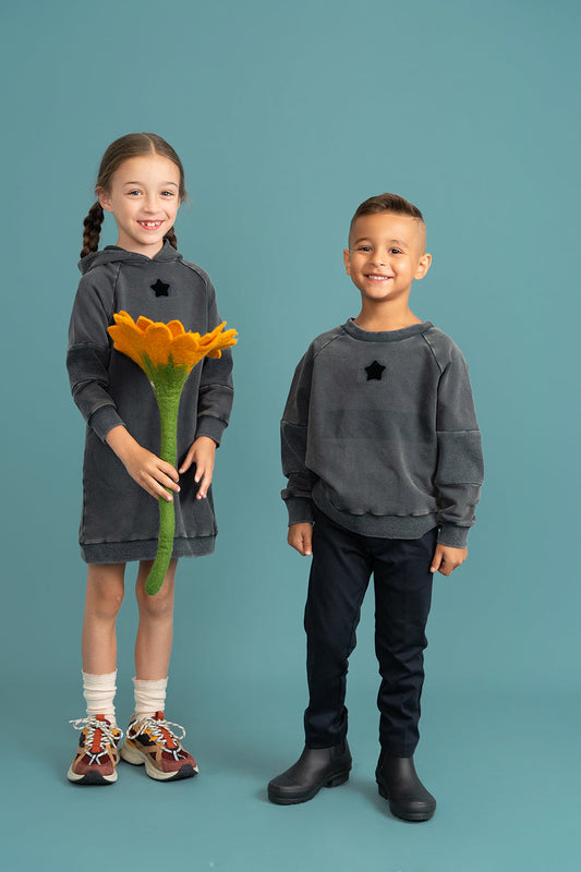 Distressed French Fleece Hooded Dress