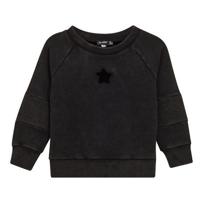 Distressed French Fleece Sweatshirt Black Wash