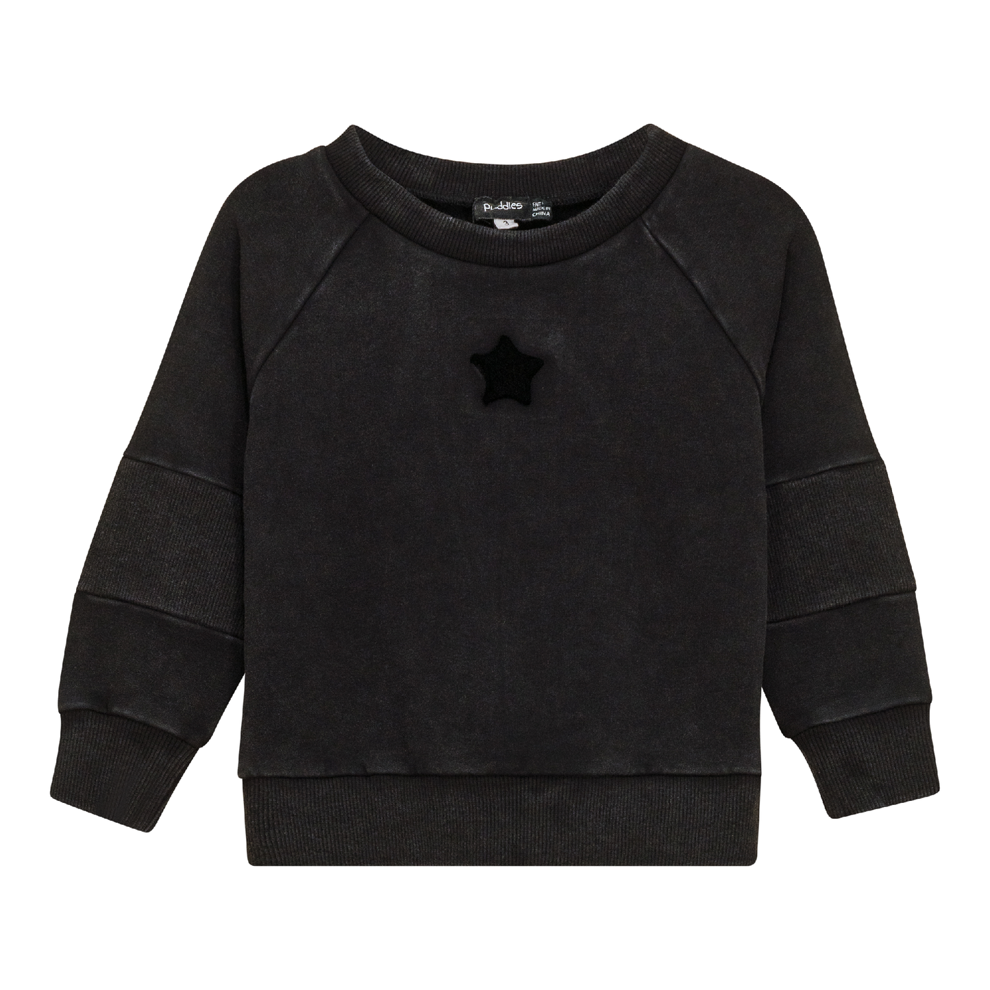 Distressed French Fleece Sweatshirt Black Wash
