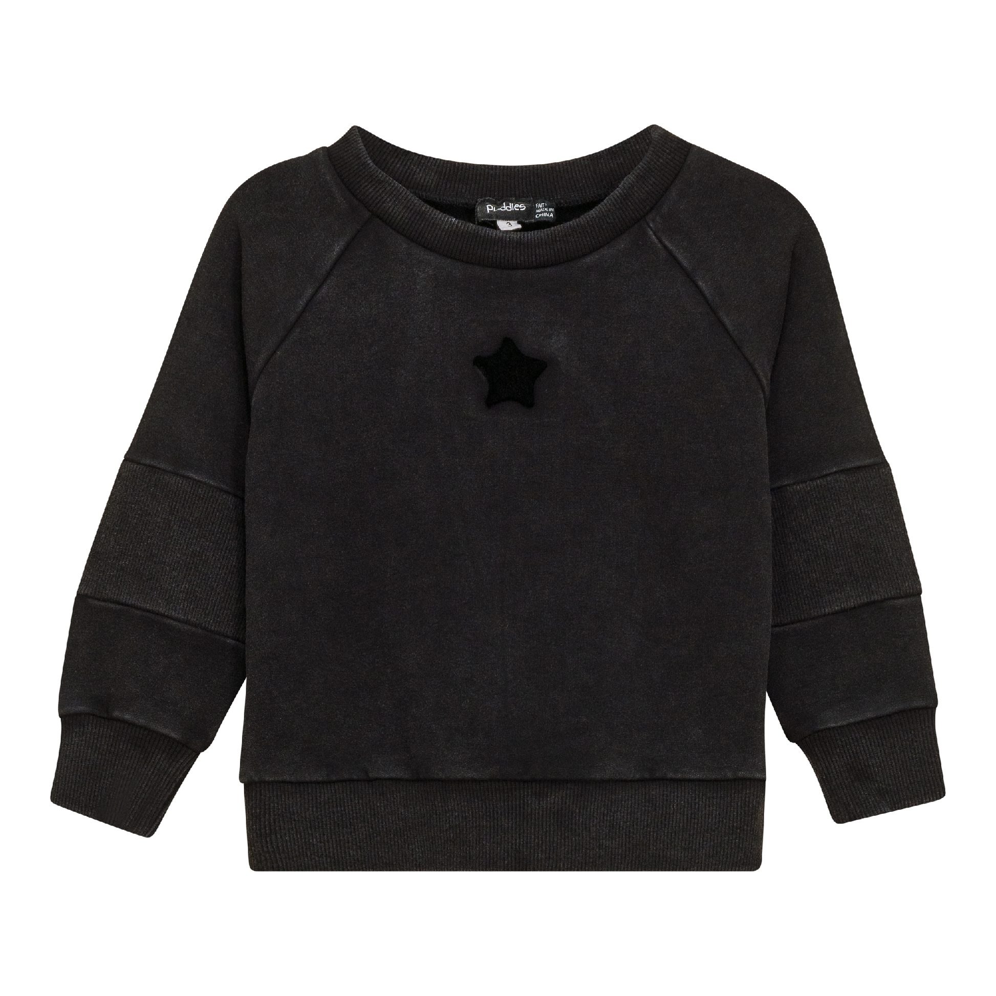 Distressed French Fleece Sweatshirt Black Wash