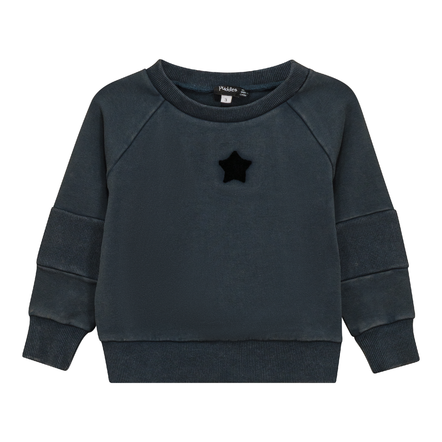 Distressed French Fleece Sweatshirt Dark Denim Wash