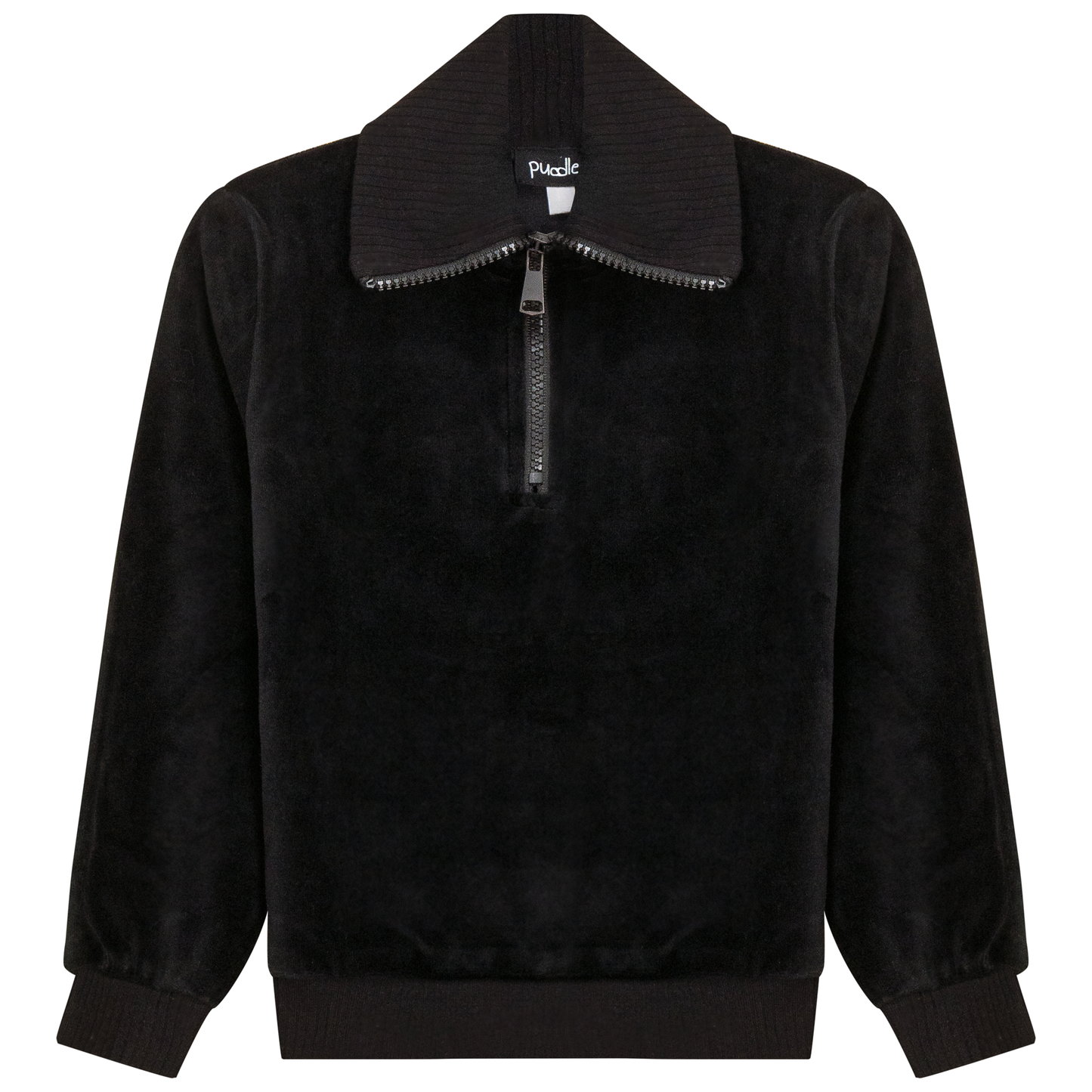 Velour Zip Up Top Black